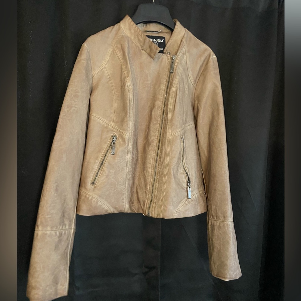 Joujou faded brown leather jacket size medium